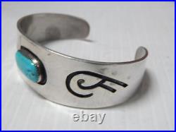 VINTAGE NAVAJO STERLING SILVER TURQUOISE WIDE CUFF BRACELET sz6 3/4 A+ GIFT