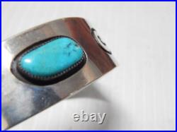 VINTAGE NAVAJO STERLING SILVER TURQUOISE WIDE CUFF BRACELET sz6 3/4 A+ GIFT