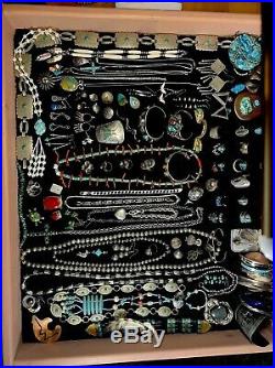 VINTAGE STERLING SILVER JEWELRY LOT1970s NAVAJOART DECOMEXICO 1700 g. 104 pc