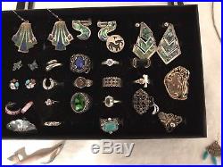 VINTAGE STERLING SILVER TURQUOISE JEWELRY LOT. 925 Taxico, Navajo, Sajen