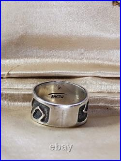 VINTAGE Signed NAVAJO STERLING SILVER & RED CORAL RING size 9