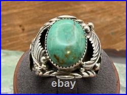 VIntage Pete Morgan Sterling Silver Navajo Turquoise Ring Sz 11.25-1106.25