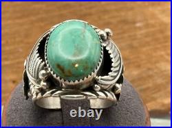 VIntage Pete Morgan Sterling Silver Navajo Turquoise Ring Sz 11.25-1106.25