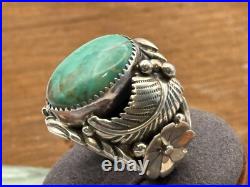 VIntage Pete Morgan Sterling Silver Navajo Turquoise Ring Sz 11.25-1106.25