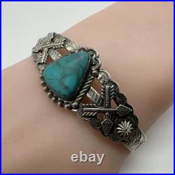 VTG Fred Harvey Era Navajo Sterling Stamped Turquoise Cuff Bracelet 15.8g #gbk VTG Fred Harvey Era Navajo Sterling Stamped Turquoise Cuff Bracelet 15.8g #gbk