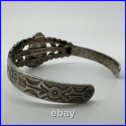VTG Fred Harvey Era Navajo Sterling Stamped Turquoise Cuff Bracelet 15.8g #gbk