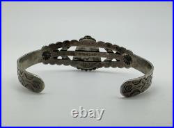 VTG Fred Harvey Era Navajo Sterling Stamped Turquoise Cuff Bracelet 15.8g #gbk