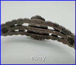 VTG Fred Harvey Era Navajo Sterling Stamped Turquoise Cuff Bracelet 15.8g #gbk