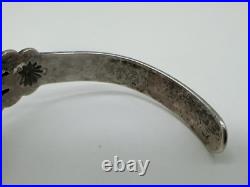 VTG Fred Harvey Era Navajo Sterling Stamped Turquoise Cuff Bracelet 15.8g #gbk