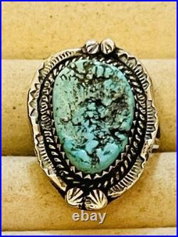 VTG Native American NAVAJO STERLING SILVER ROYSTON TURQUOISE RING 5.25
