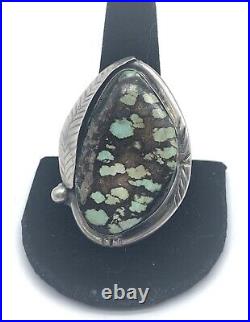 VTG Navajo Native American Sterling Silver Turquoise Sz-11 Men's Ring 24.7g #rfa