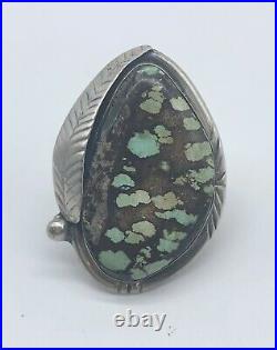 VTG Navajo Native American Sterling Silver Turquoise Sz-11 Men's Ring 24.7g #rfa