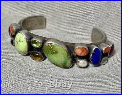 VTG Navajo Sterling Mult Gem ROYSTON Turquoise CUFF BRACELET R Chee Superb 69g