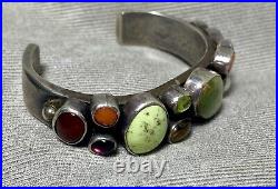 VTG Navajo Sterling Mult Gem ROYSTON Turquoise CUFF BRACELET R Chee Superb 69g