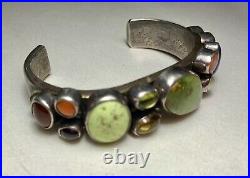 VTG Navajo Sterling Mult Gem ROYSTON Turquoise CUFF BRACELET R Chee Superb 69g