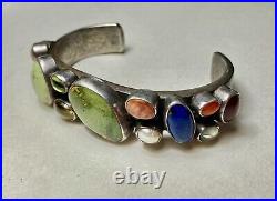 VTG Navajo Sterling Mult Gem ROYSTON Turquoise CUFF BRACELET R Chee Superb 69g