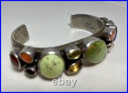 VTG Navajo Sterling Mult Gem ROYSTON Turquoise CUFF BRACELET R Chee Superb 69g