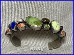 VTG Navajo Sterling Mult Gem ROYSTON Turquoise CUFF BRACELET R Chee Superb 69g