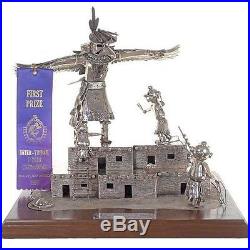 VTG Navajo Sterling Silver Eagle Mudheads Kachina Doll Sculpture 1996 Winner