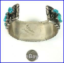 VTG Navajo Sterling Silver Turquoise Cluster Old Pawn Men's Watch Cuff Bracelet