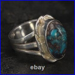 VTG Sterling Silver NAVAJO Bisbee Turquoise Statement Ring Size 5.25 5g