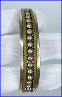 VTG. Sterling Silver Twisted Rope Bead Native American Navajo Cuff Bracelet