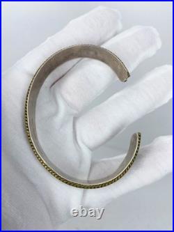 VTG. Sterling Silver Twisted Rope Bead Native American Navajo Cuff Bracelet