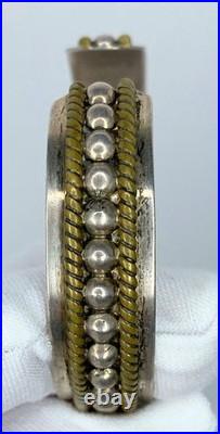 VTG. Sterling Silver Twisted Rope Bead Native American Navajo Cuff Bracelet