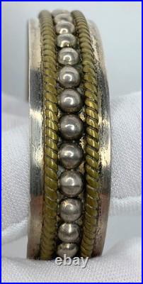 VTG. Sterling Silver Twisted Rope Bead Native American Navajo Cuff Bracelet