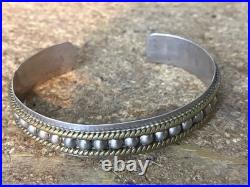 VTG. Sterling Silver Twisted Rope Bead Native American Navajo Cuff Bracelet