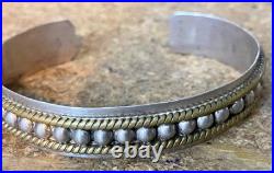 VTG. Sterling Silver Twisted Rope Bead Native American Navajo Cuff Bracelet