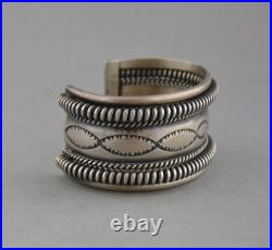 Verna & Franklin Tahe Thick Sterling Silver Handstamped Cuff Bracelet 7