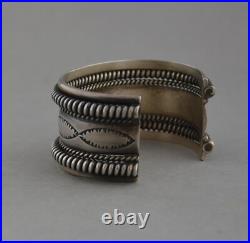 Verna & Franklin Tahe Thick Sterling Silver Handstamped Cuff Bracelet 7