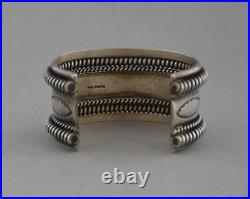 Verna & Franklin Tahe Thick Sterling Silver Handstamped Cuff Bracelet 7