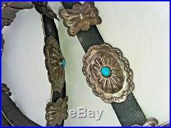 Very Nice Vintage Navajo Sterling Silver & Turquoise Concho Belt