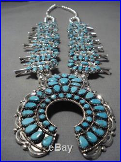 Victor Moses Begay Navajo Sterling Silver Turquoise Squash Blossom Necklace