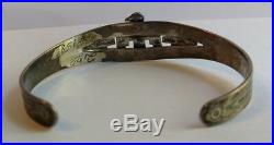 Vintage 1940's Sterling Silver Arrow Navajo Indian Thunderbird Cuff Bracelet