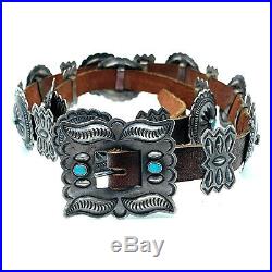 Vintage 1960's Navajo Sterling Silver & Sleeping Beauty Turquoise Concho belt