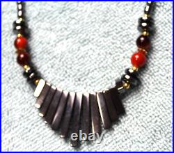 Vintage 1970's Jovita Haskie Navajo Sterling Silver Hematite Necklace withEarings