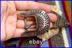 Vintage 4-pc STERLING silver RANGER BELT BUCKLE set Navajo Zuni Southwestern V