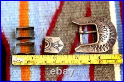 Vintage 4-pc STERLING silver RANGER BELT BUCKLE set Navajo Zuni Southwestern V