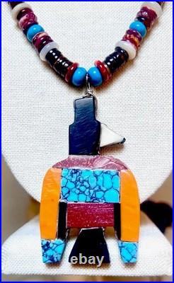 Vintage 925 Native, Santo Domingo Battery Bird, Thunderbird Turquoise Necklace