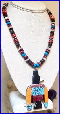 Vintage 925 Native, Santo Domingo Battery Bird, Thunderbird Turquoise Necklace