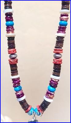 Vintage 925 Native, Santo Domingo Battery Bird, Thunderbird Turquoise Necklace