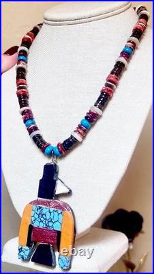 Vintage 925 Native, Santo Domingo Battery Bird, Thunderbird Turquoise Necklace