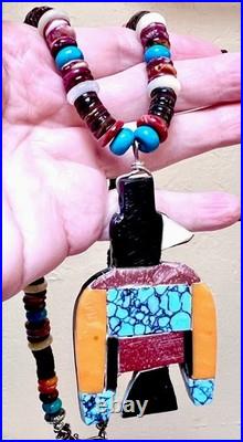 Vintage 925 Native, Santo Domingo Battery Bird, Thunderbird Turquoise Necklace