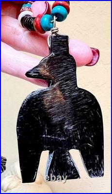 Vintage 925 Native, Santo Domingo Battery Bird, Thunderbird Turquoise Necklace