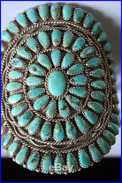 Vintage Benson Boyd signed Old Pawn PetitPoint. 925 Turquoise Cluster Bracelet