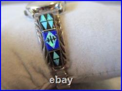 Vintage Cb Charlie Bowie Navajo Sterling Silver Watch Opal/onyx/blue Papis Inlay
