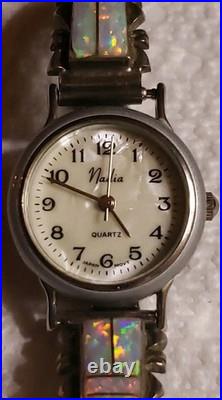 Vintage Charlie Bowie CB Navajo Nadia Sterling Silver & Opal Inlay Woman's Watch